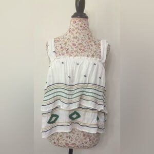 Piper By Townsend Boho Embroidered Ruffle Tank Top – Size XS